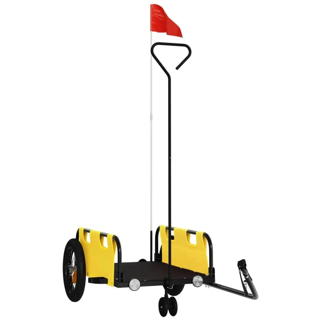 Bike Trailer Oxford Fabric Yellow Iron Frame Bicycle Cargo Transport Cart