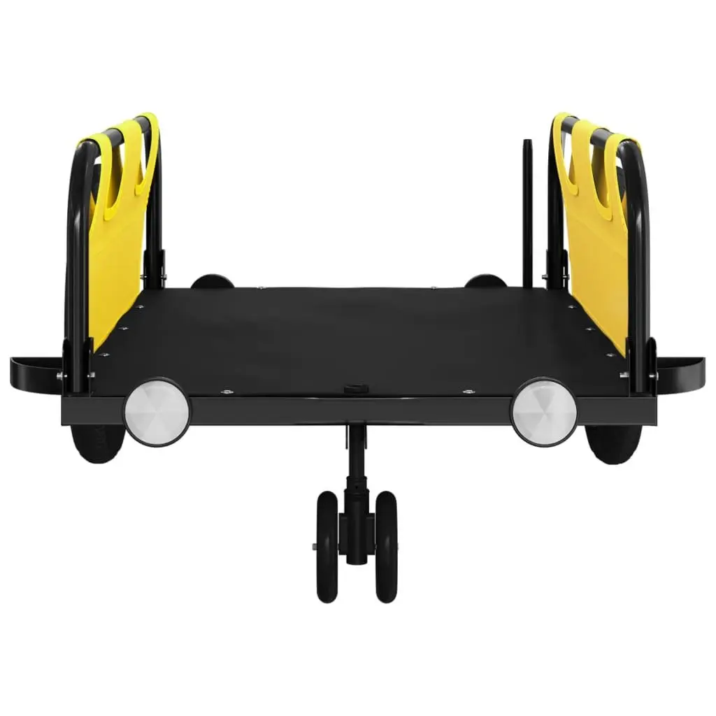 Bike Trailer Oxford Fabric Yellow Iron Frame Bicycle Cargo Transport Cart