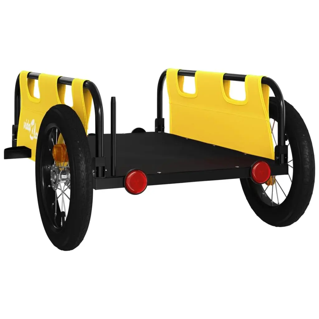 Bike Trailer Oxford Fabric Yellow Iron Frame Bicycle Cargo Transport Cart