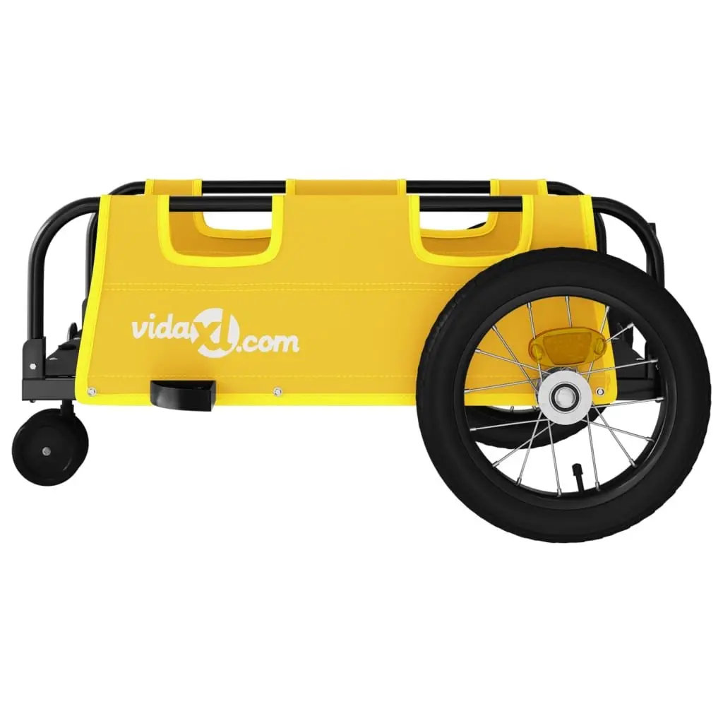 Bike Trailer Oxford Fabric Yellow Iron Frame Bicycle Cargo Transport Cart