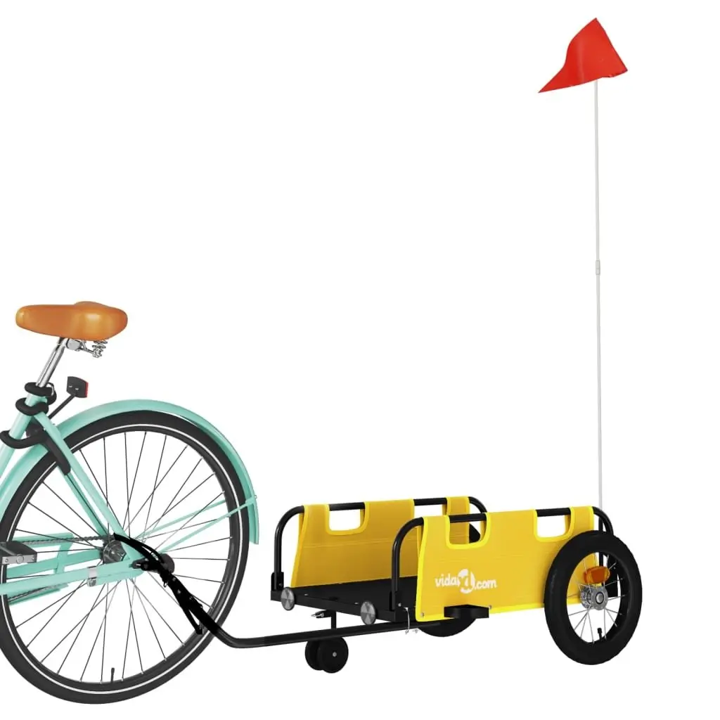 Bike Trailer Oxford Fabric Yellow Iron Frame Bicycle Cargo Transport Cart