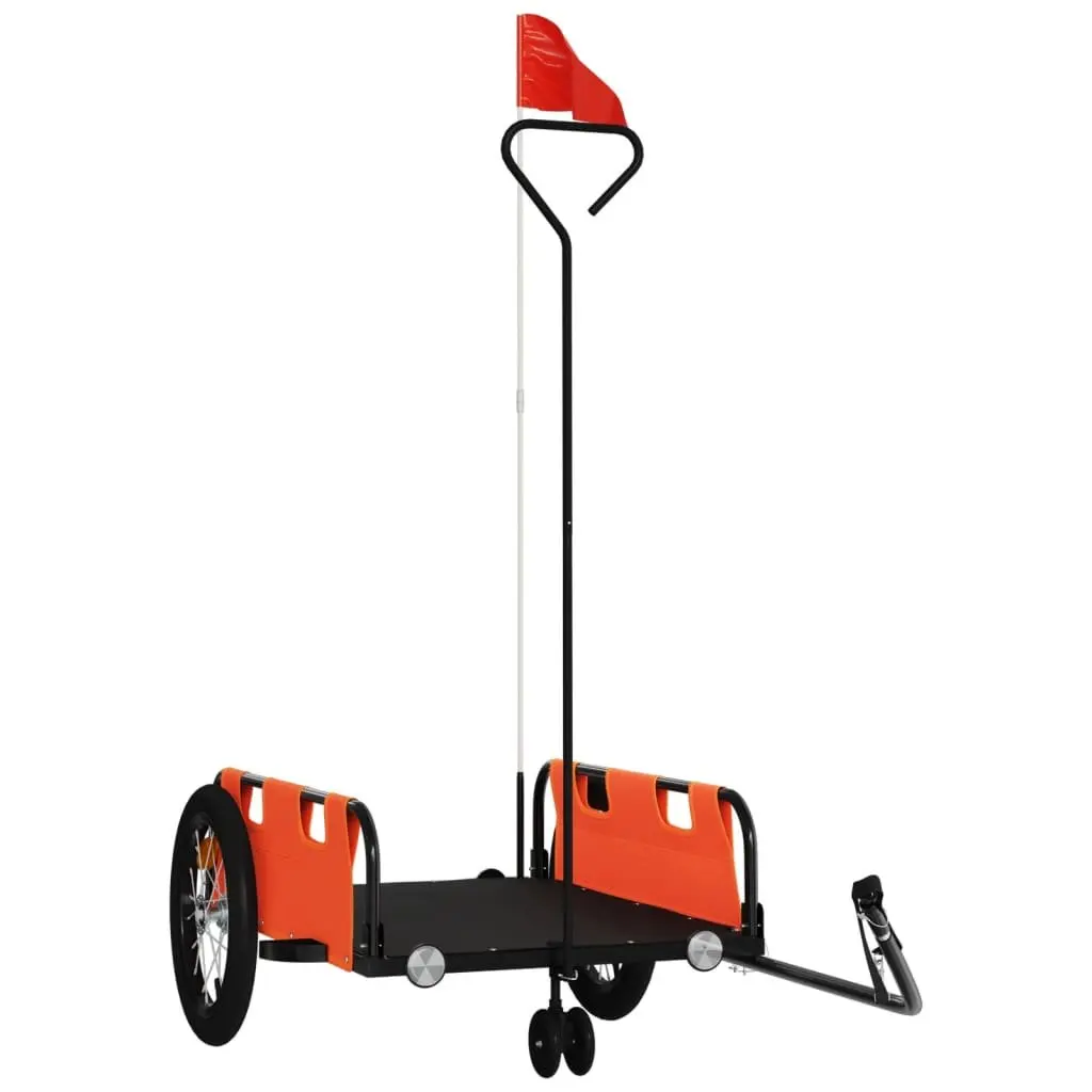 Bicycle Trailer Two Wheel Durable Iron Frame Lightweight Water Resistant Oxford Fabric Orange