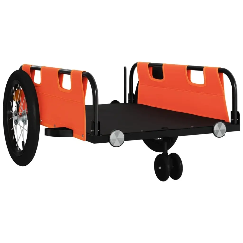 Bicycle Trailer Two Wheel Durable Iron Frame Lightweight Water Resistant Oxford Fabric Orange