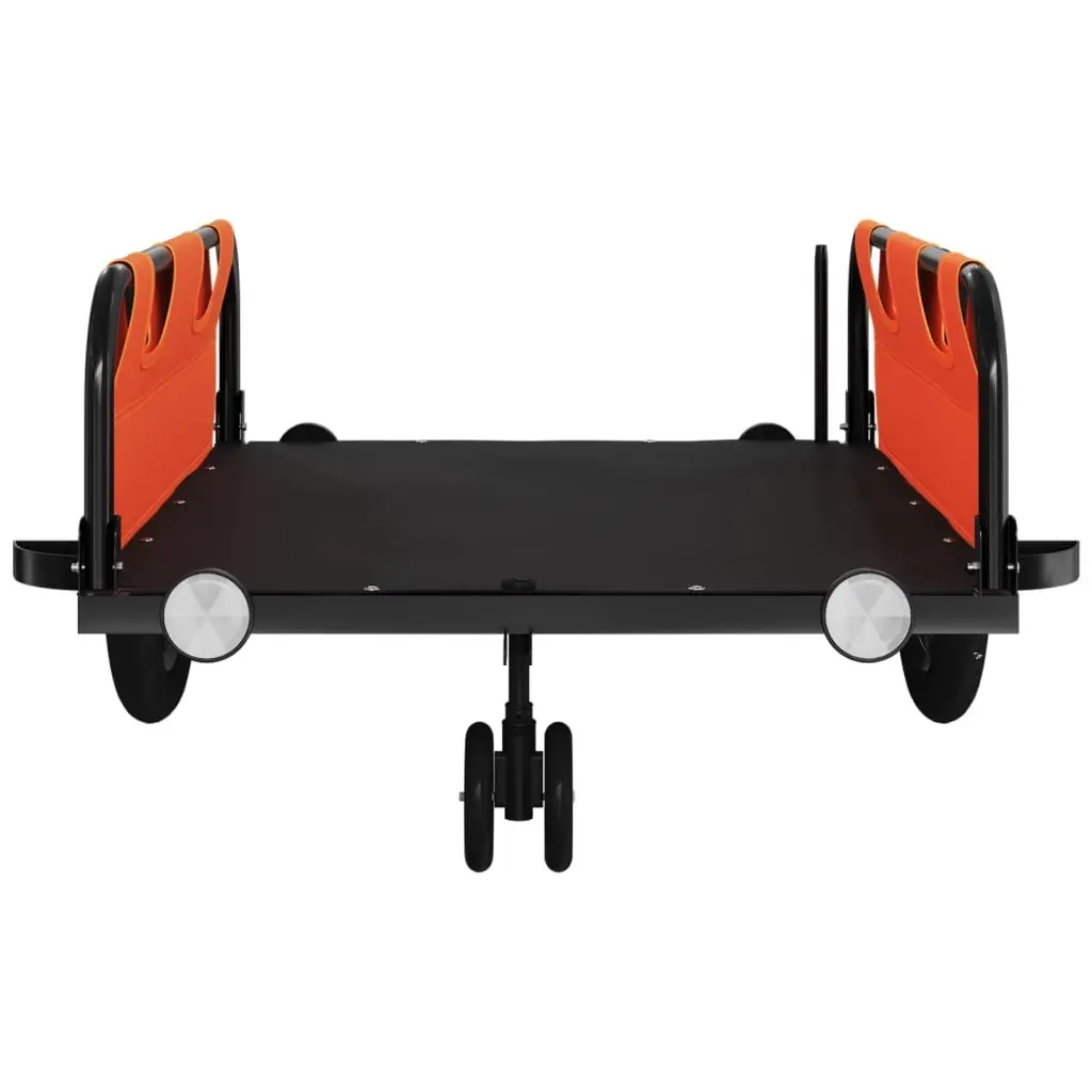 Bicycle Trailer Two Wheel Durable Iron Frame Lightweight Water Resistant Oxford Fabric Orange