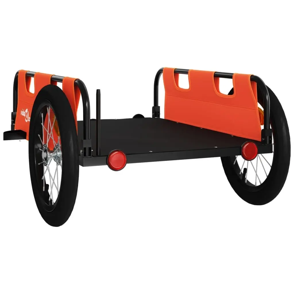 Bicycle Trailer Two Wheel Durable Iron Frame Lightweight Water Resistant Oxford Fabric Orange