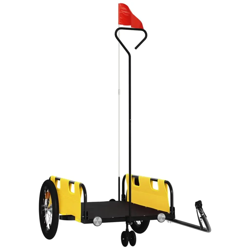 Cargo Cart Bicycle Trailer Iron Frame Yellow Oxford Fabric Durable Transport