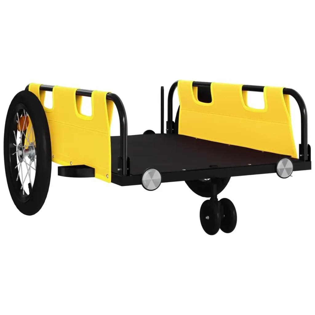 Cargo Cart Bicycle Trailer Iron Frame Yellow Oxford Fabric Durable Transport