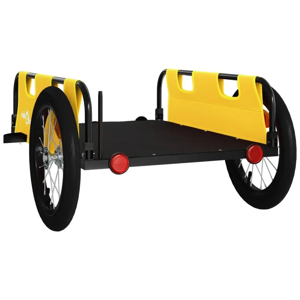 Cargo Cart Bicycle Trailer Iron Frame Yellow Oxford Fabric Durable Transport