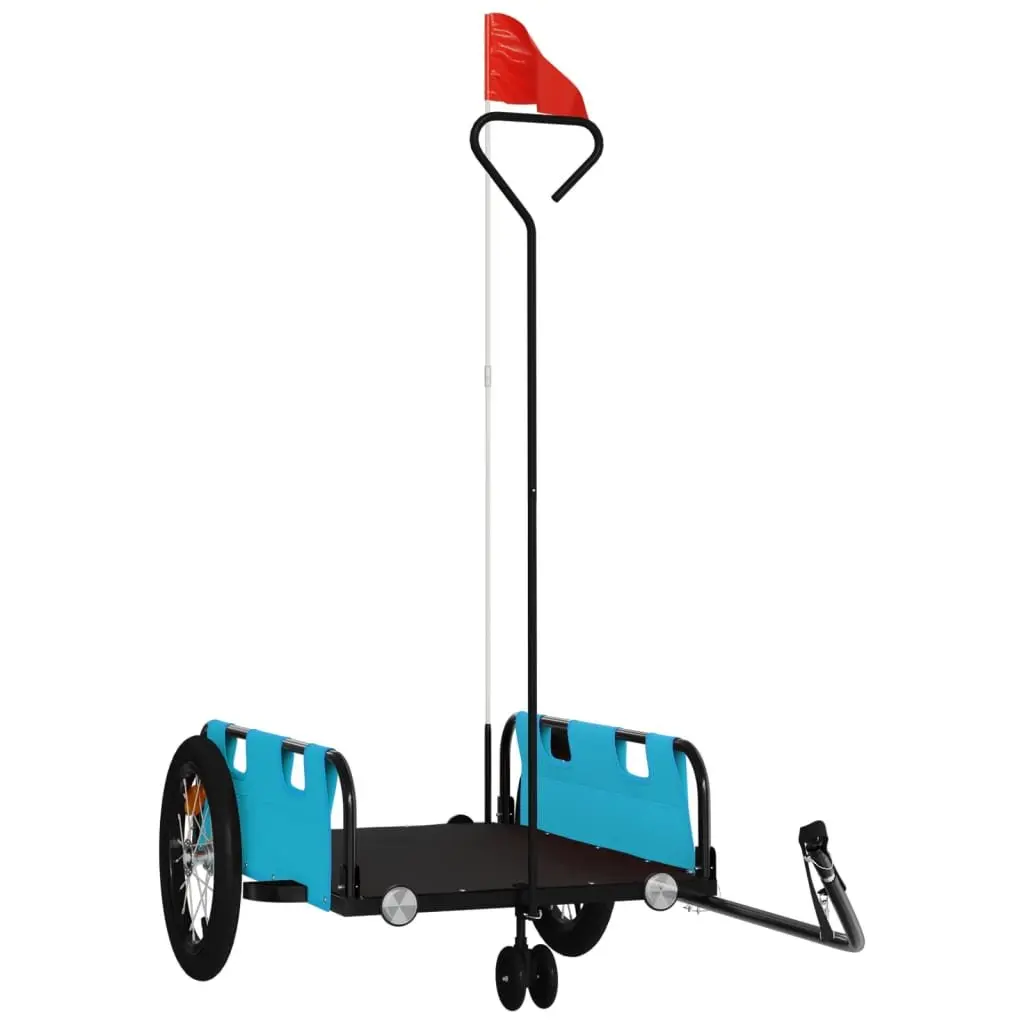 Bike Trailer Iron Frame Oxford Fabric Blue Cargo Cart
