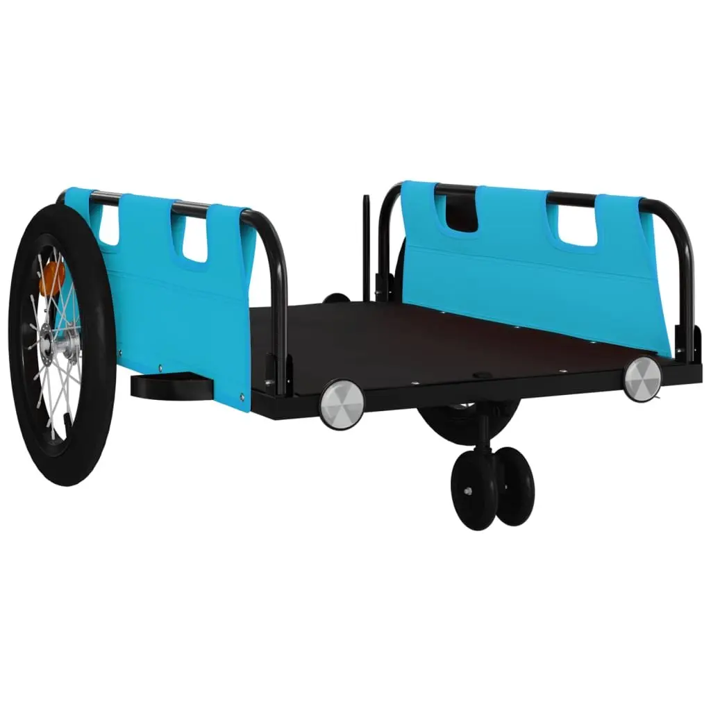 Bike Trailer Iron Frame Oxford Fabric Blue Cargo Cart