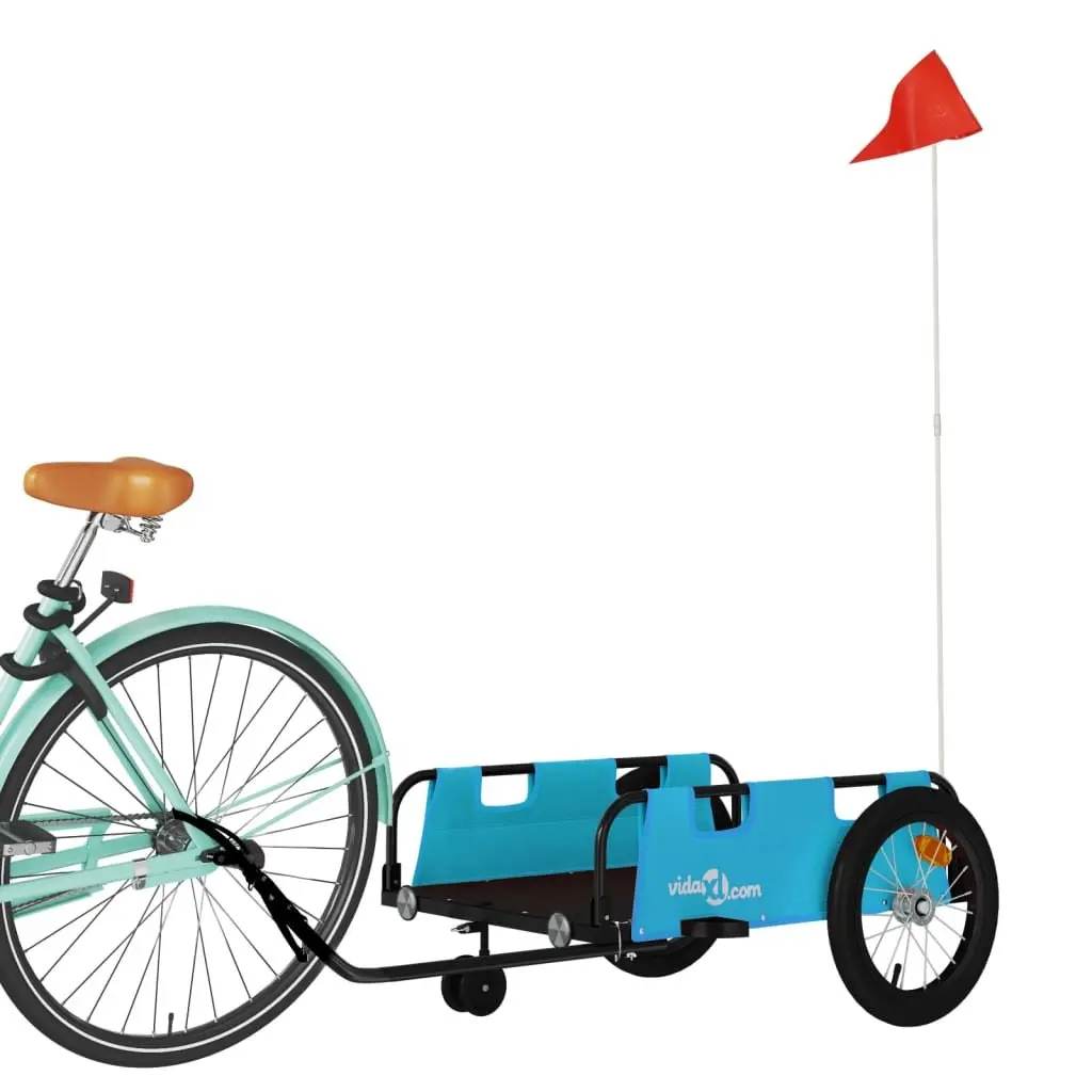 Bike Trailer Iron Frame Oxford Fabric Blue Cargo Cart