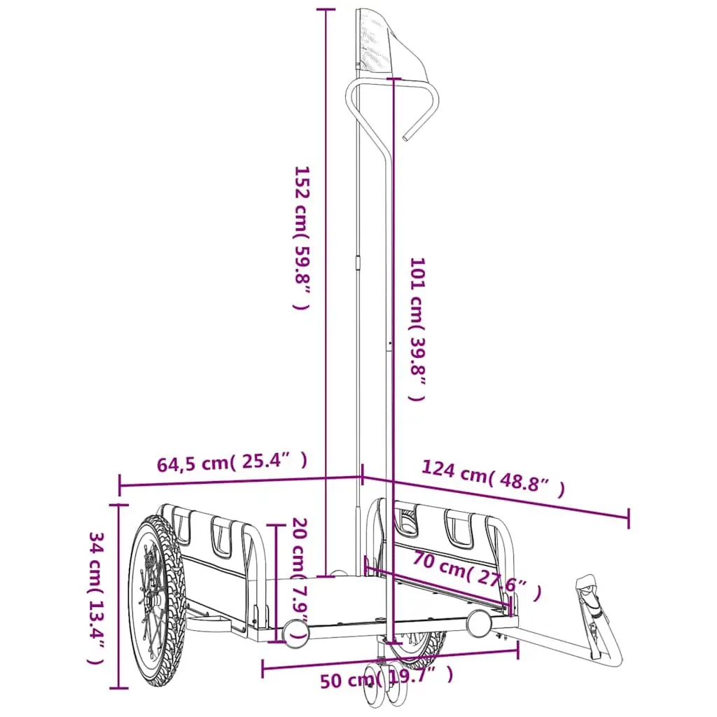 Bike Trailer Iron Frame Oxford Fabric Blue Cargo Cart