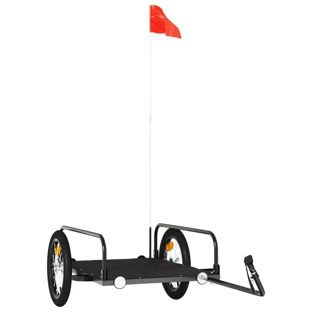 Heavy Duty Cargo Cart Bike Trailer Iron Frame Black 126x63x34cm