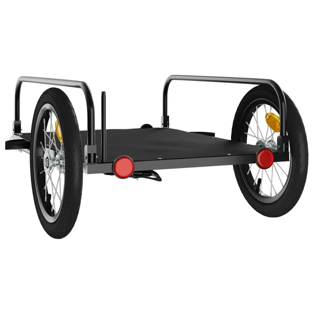 Heavy Duty Cargo Cart Bike Trailer Iron Frame Black 126x63x34cm