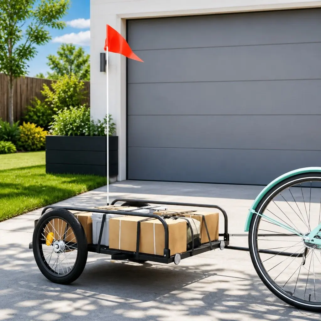 Bike Trailer Iron Heavy Duty Cargo Cart 135 x 70 x 37 cm Black