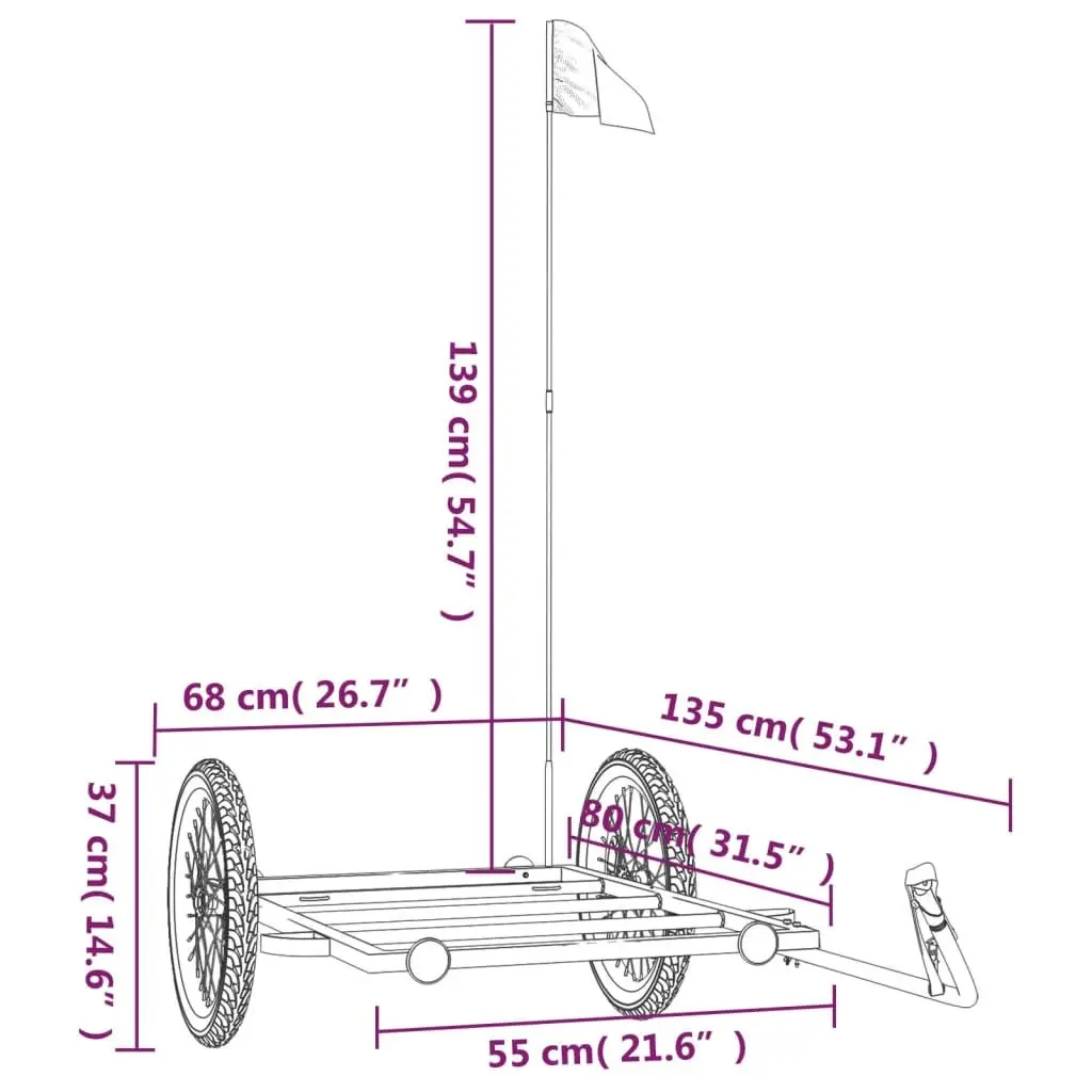 Bicycle Cargo Trailer Black Bike Transport Cart Carrier Sporting Goods