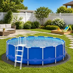 Practical Grey Ø306cm Pool Ground Cloth for Home Use