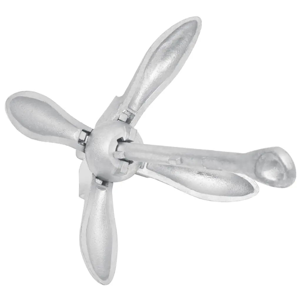 Folding Anchor 8 kg Silver Hot Dip Galvanized Cast Iron 4-Claw Grapnel