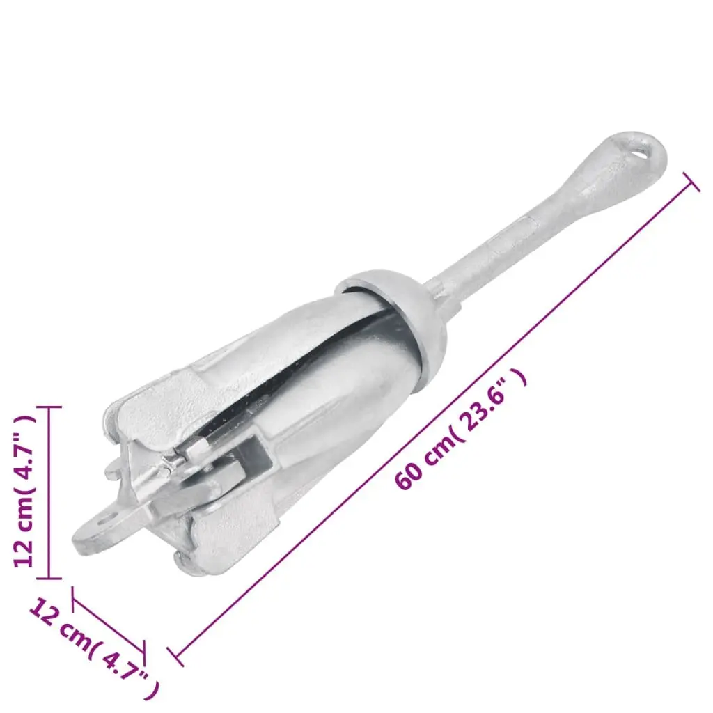 Folding Anchor 8 kg Silver Hot Dip Galvanized Cast Iron 4-Claw Grapnel