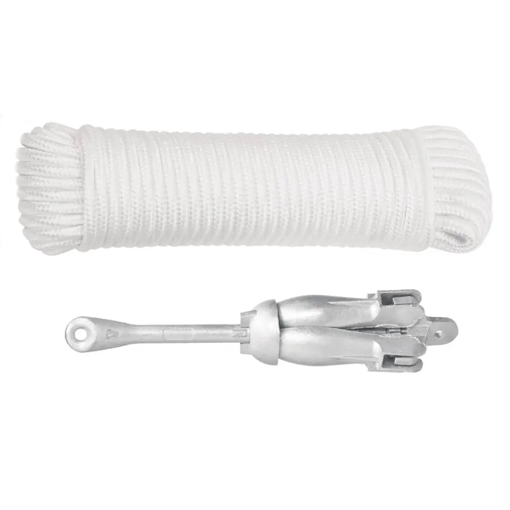 Folding 4-Claw Anchor Silver Malleable Iron 2.5 kg for Kayaks Boats Dinghies