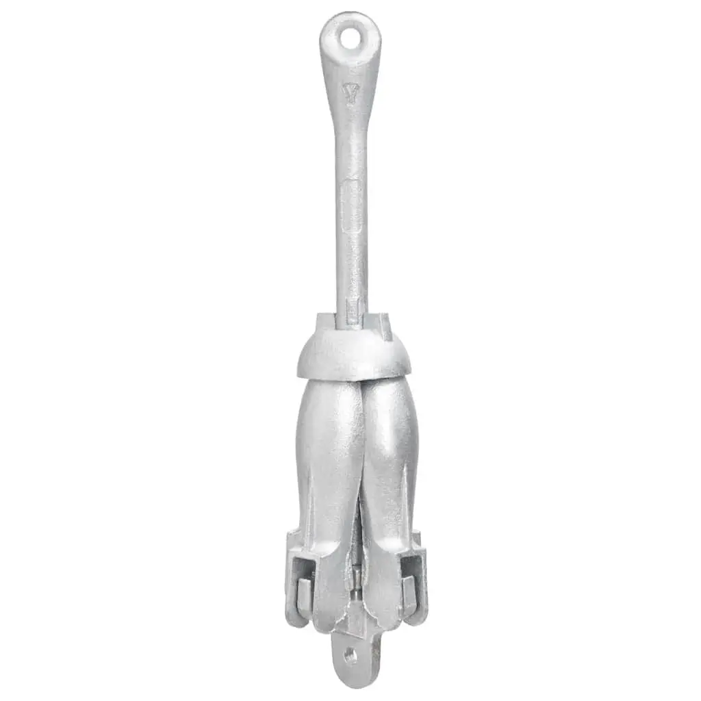 Folding Anchor 4-Claw Grapnel Malleable Iron Compact Silver