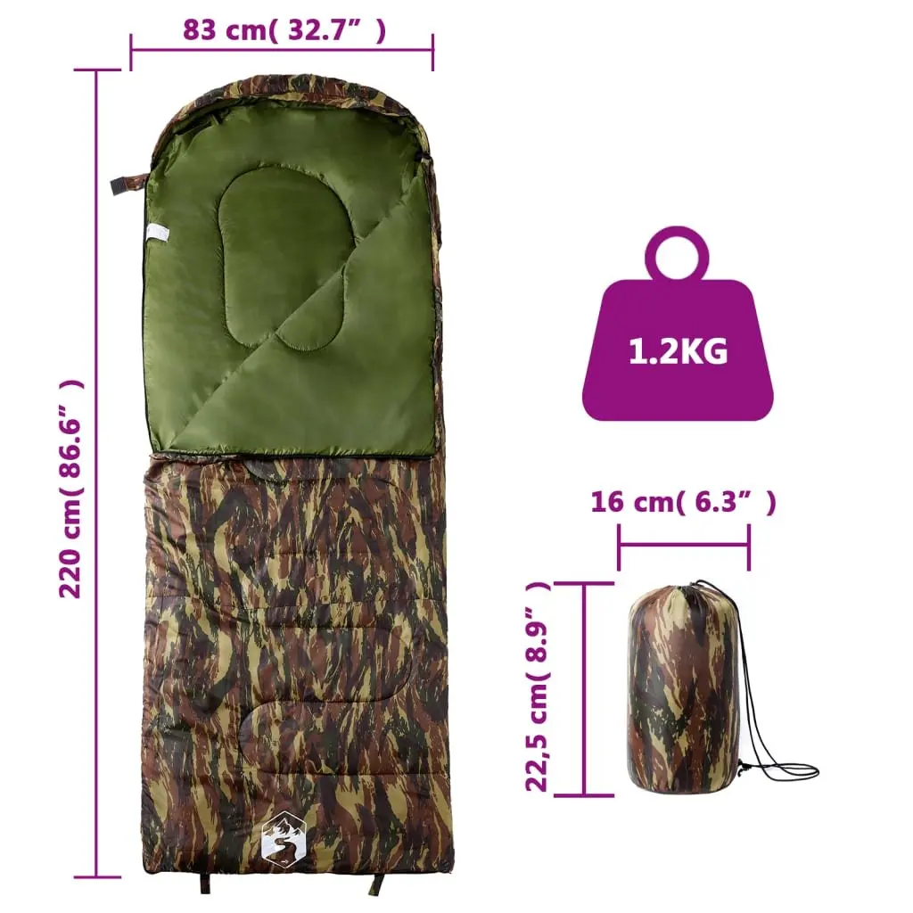Sleeping Bag Water-Resistant Polyester 3-4 Seasons Adult Green