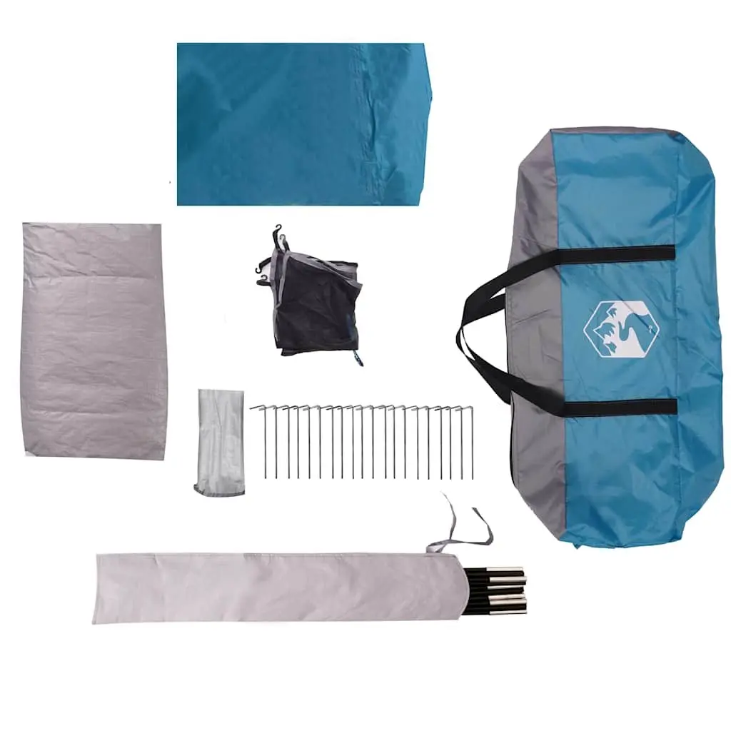 Camping Tent Waterproof 4-Person Cabin Blue Outdoor