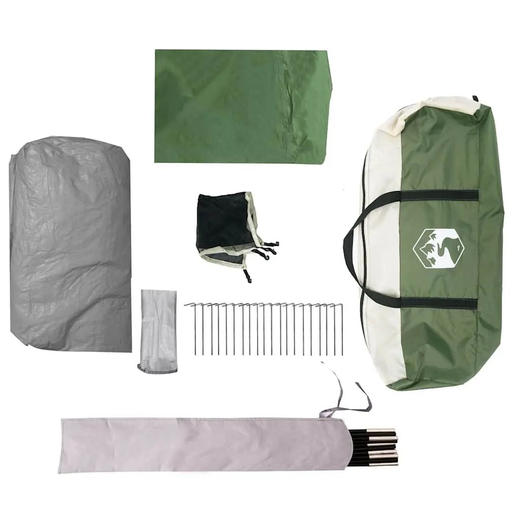 Camping Tent Waterproof Polyester 6-Person Green with Detachable Rainfly and Mosquito Protection