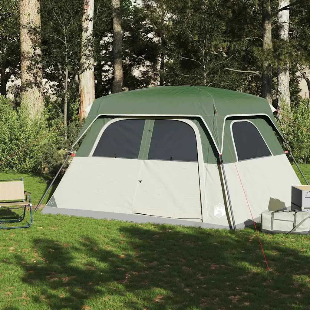 Camping Tent Waterproof Polyester 6-Person Green with Detachable Rainfly and Mosquito Protection