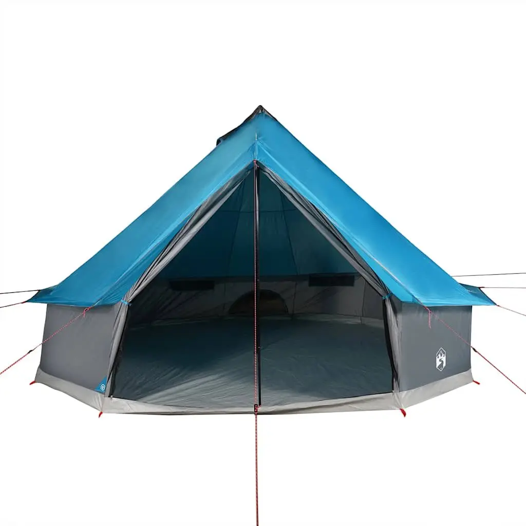 6-Person Waterproof Family Camping Tent Tipi Blue Polyester Outdoor Hiking Shelter