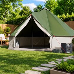Practical 8-Person Green Tipi Camping Tent for Groups