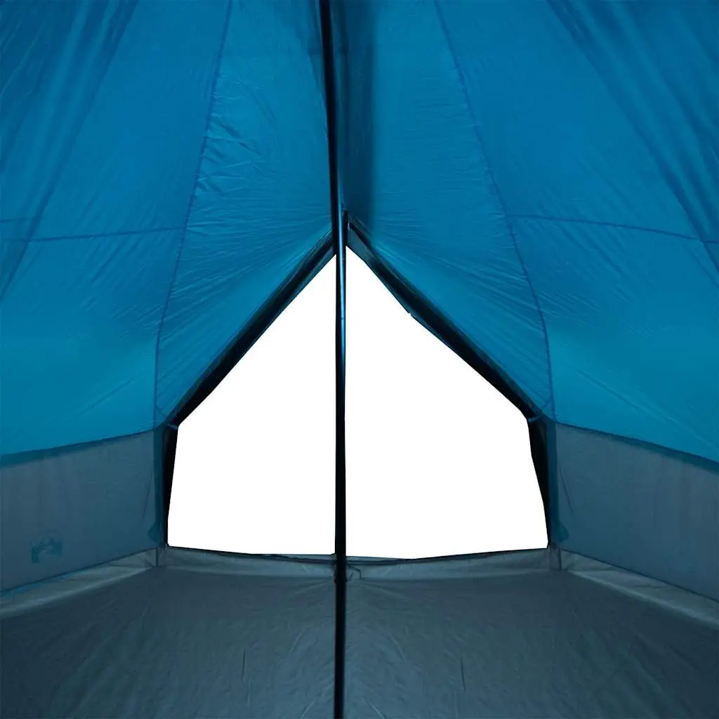 8-Person Family Camping Tent Waterproof Polyester Blue Outdoor Tipi