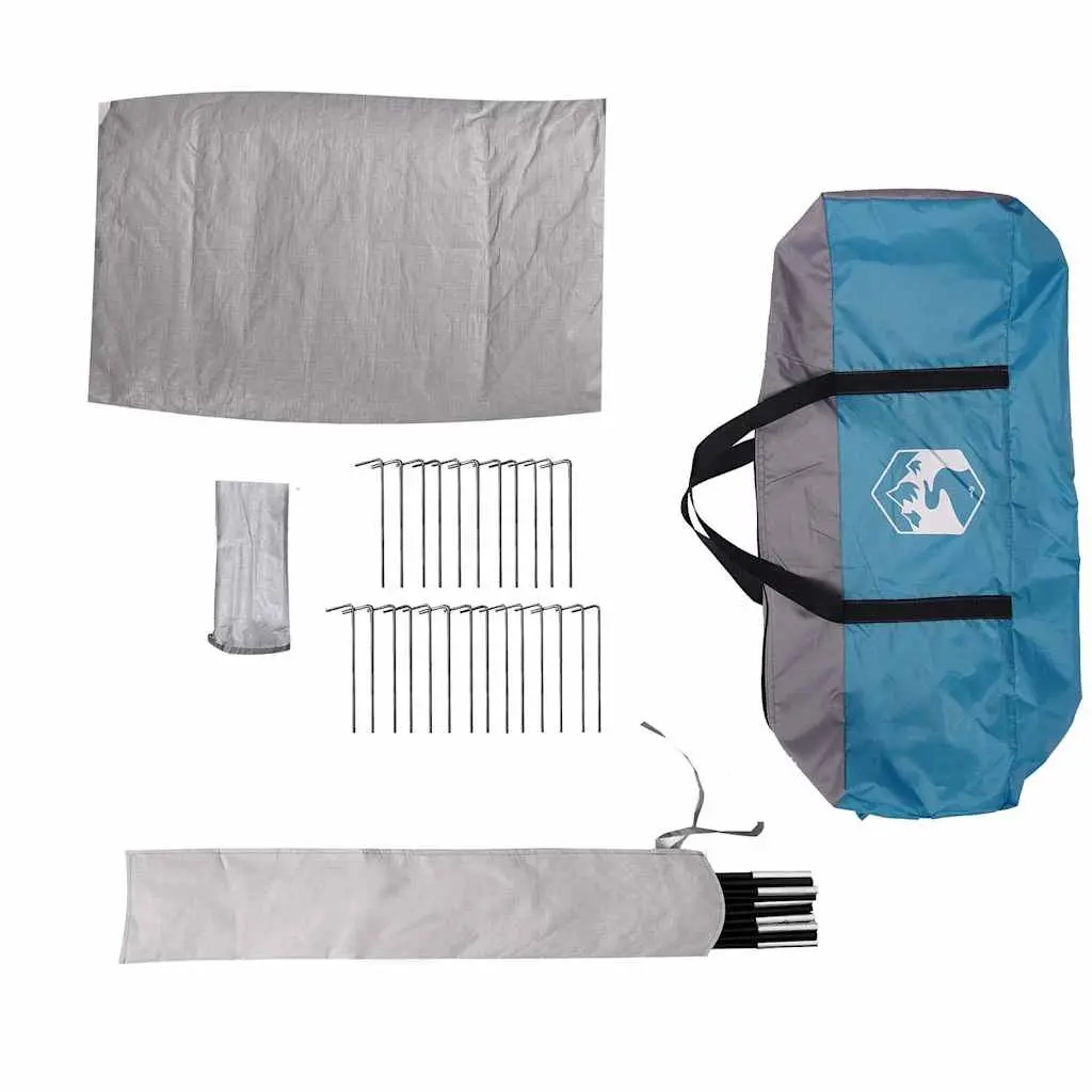 8-Person Family Camping Tent Waterproof Polyester Blue Outdoor Tipi