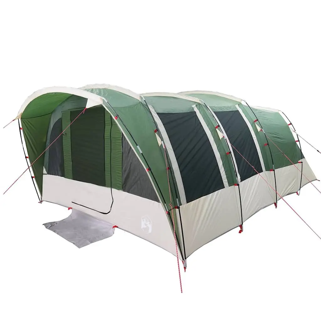 8 Person Tunnel Tent Waterproof Green Fibreglass Poles Easy Setup Durable Outdoor Camping