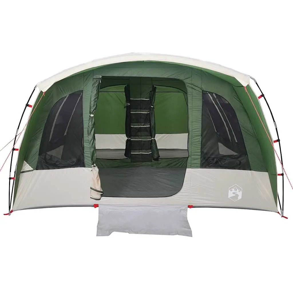 8 Person Tunnel Tent Waterproof Green Fibreglass Poles Easy Setup Durable Outdoor Camping