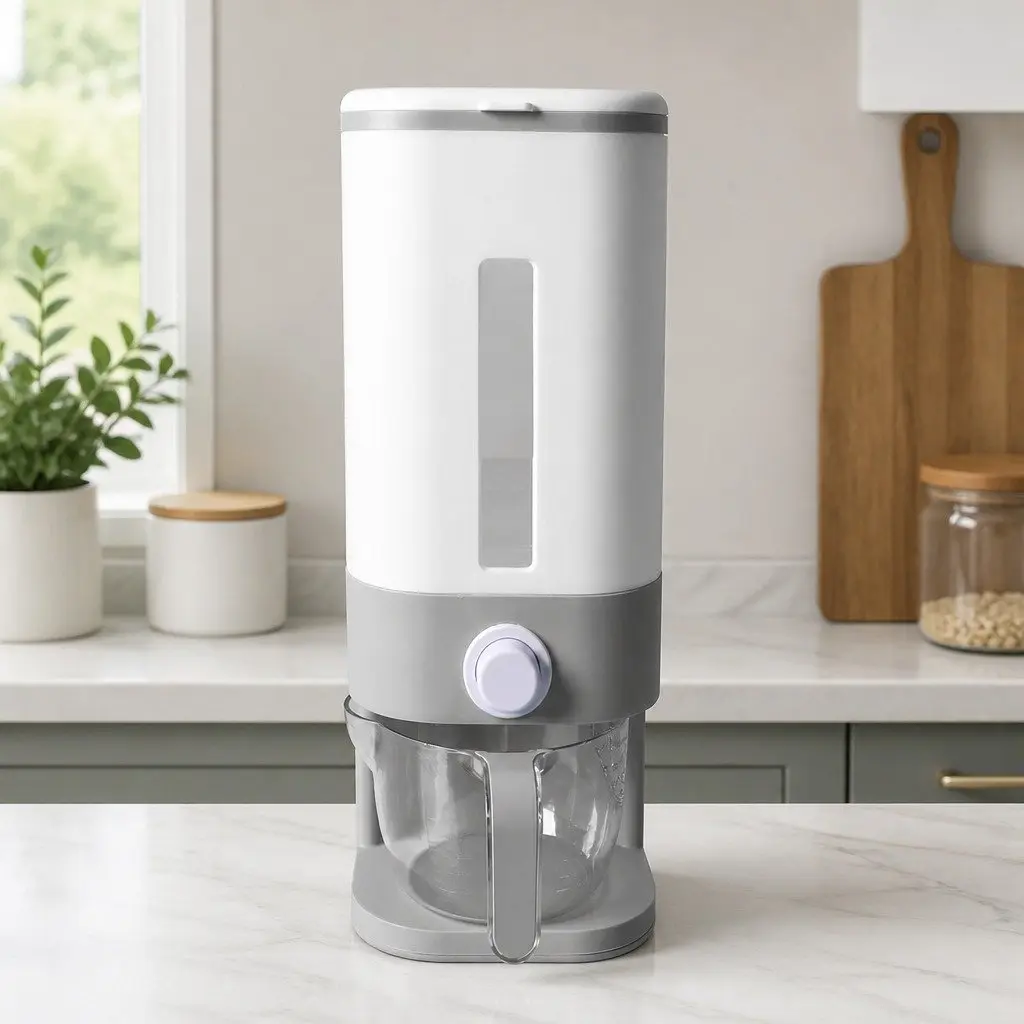 Cereal Dispenser Food Grade Plastic 12L White and Grey