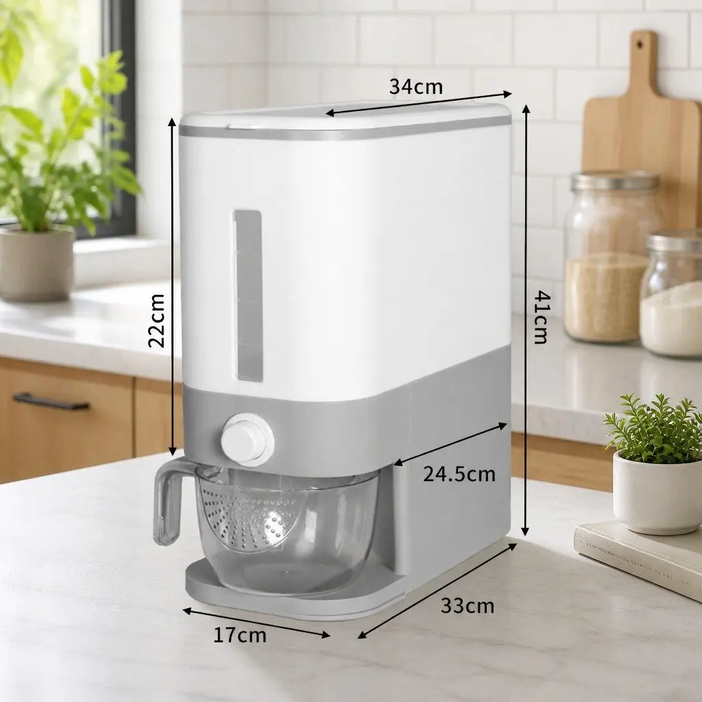 Cereal Dispenser Food Grade Plastic 12L White and Grey