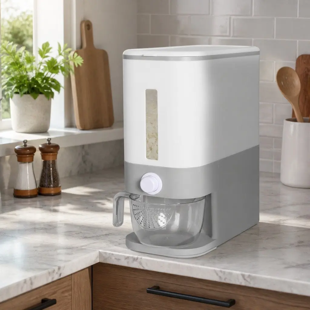 Cereal Dispenser Food Grade Plastic 12L White and Grey