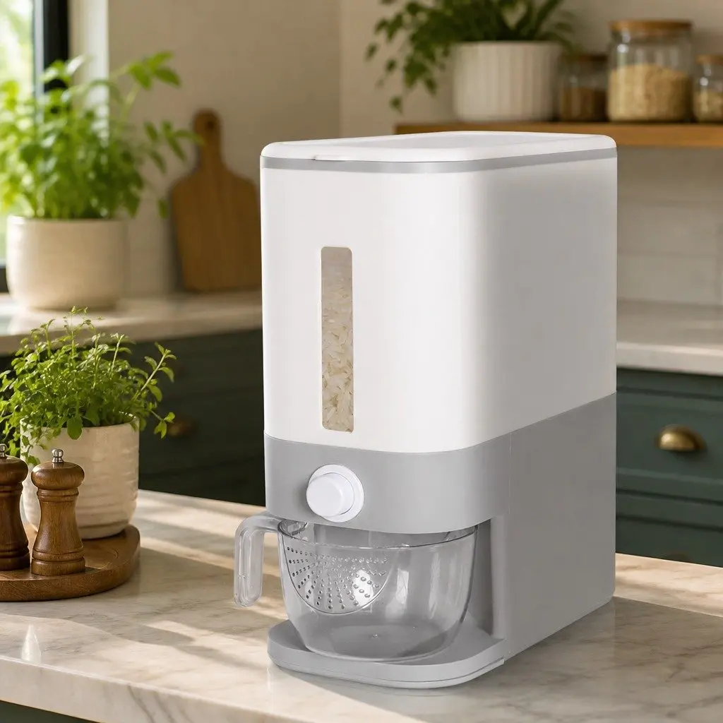 Cereal Dispenser Food Grade Plastic 12L White and Grey