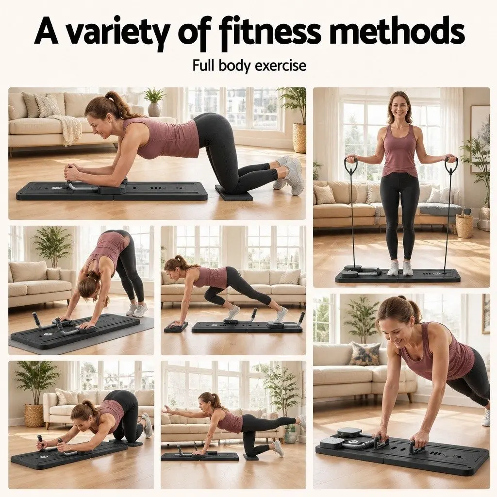Pilates Board Foldable PP Full Body Exercise Trainer Black