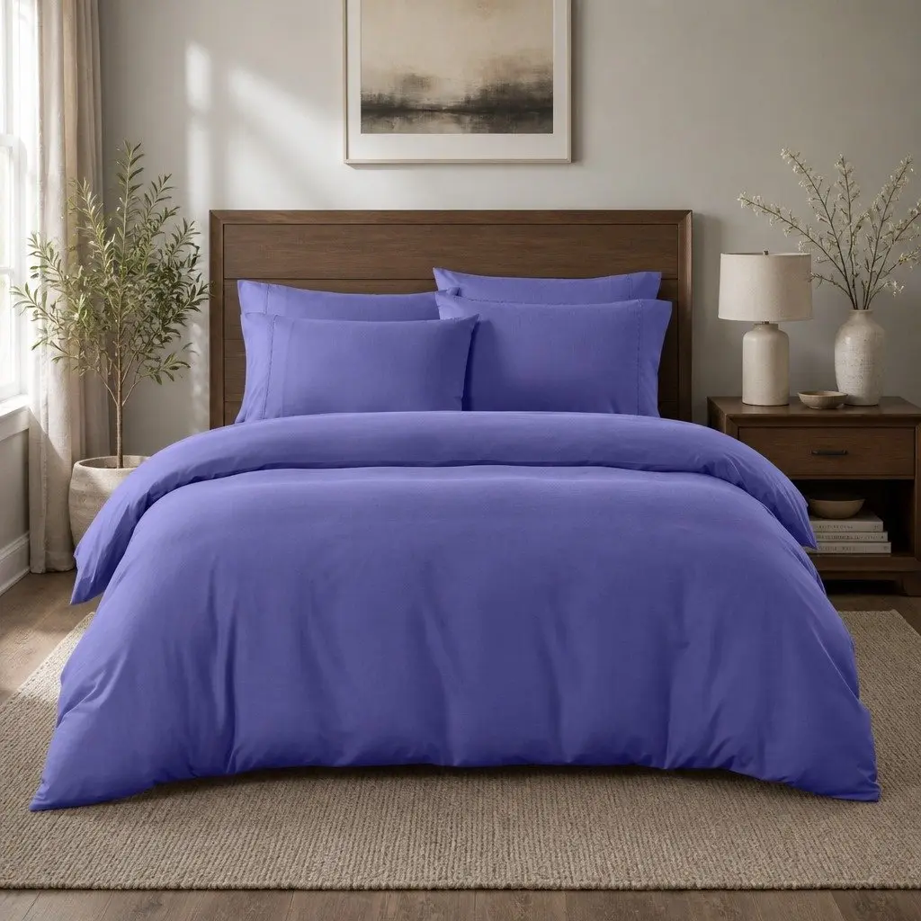 Queen Size Quilt Cover Set 2000TC Bamboo Cooling Doona Duvet Cover Royal Blue