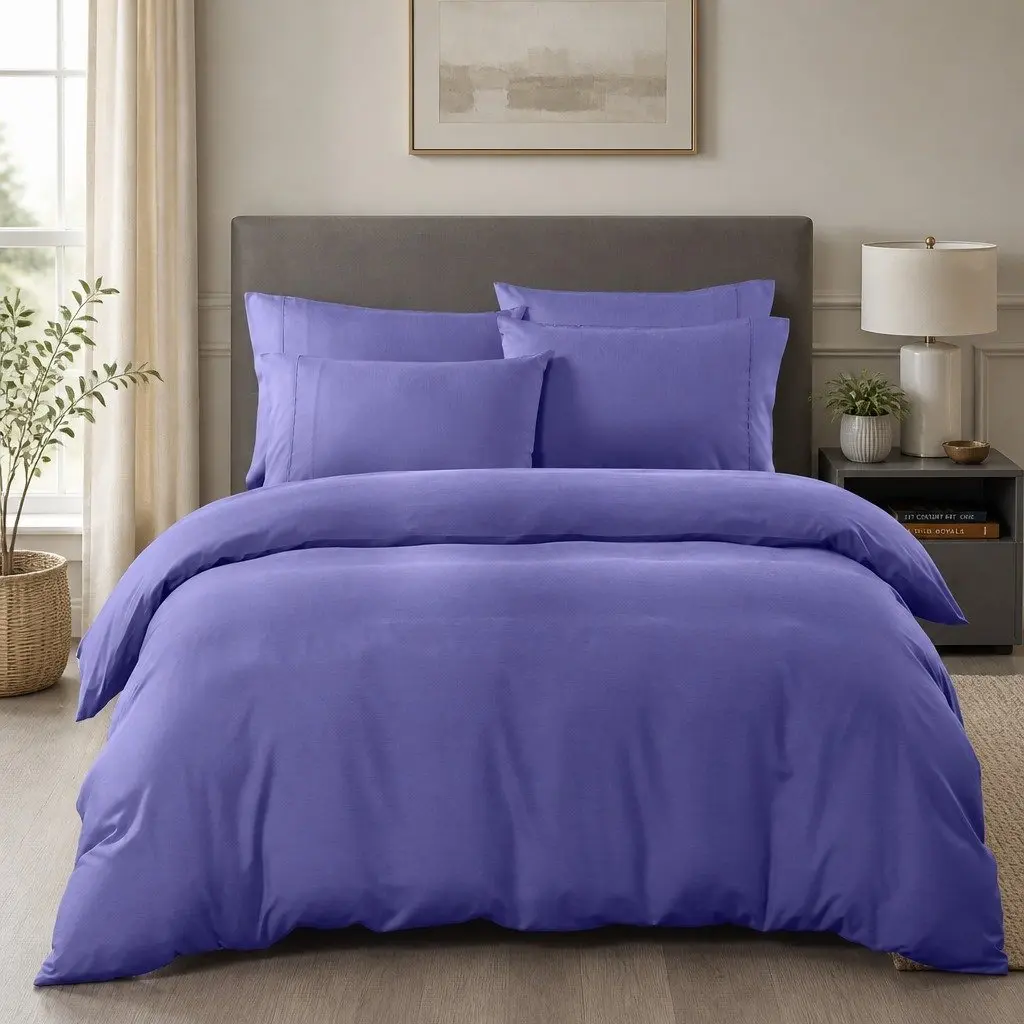 King Bamboo Cooling Quilt Cover Set 2000TC Pillowcases Bedding Royal Blue