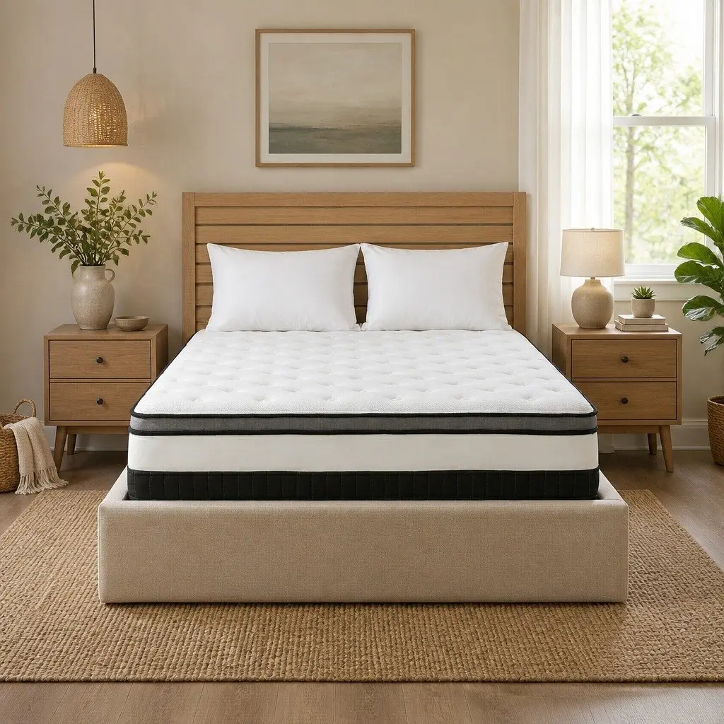 King Single Osteopedic Euro Top Pocket Spring Mattress Medium Firm Hybrid Foam