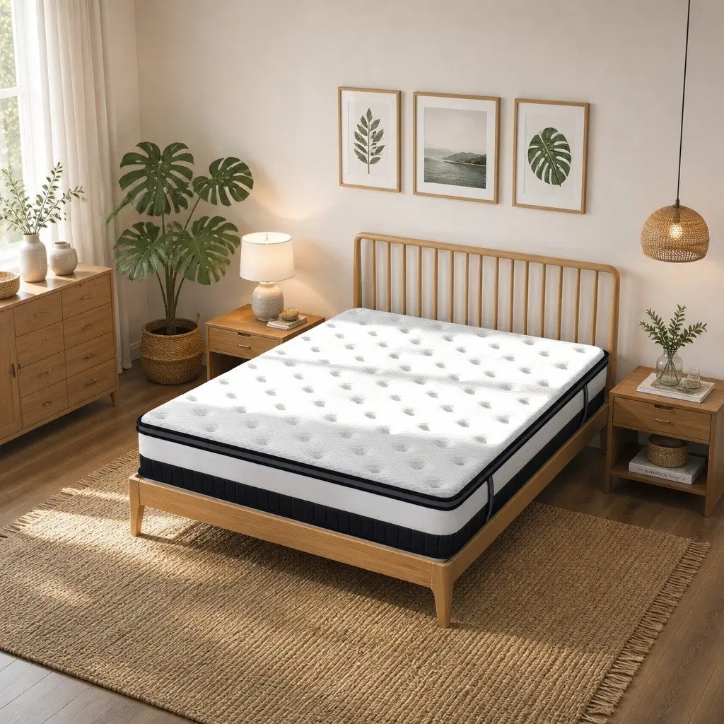 King Single Osteopedic Euro Top Pocket Spring Mattress Medium Firm Hybrid Foam