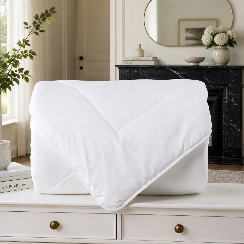Queen Size Quilt Cotton Cover 210x210cm Eco-Silk Microfibre Filling Lightweight Soft Breathable 260GSM