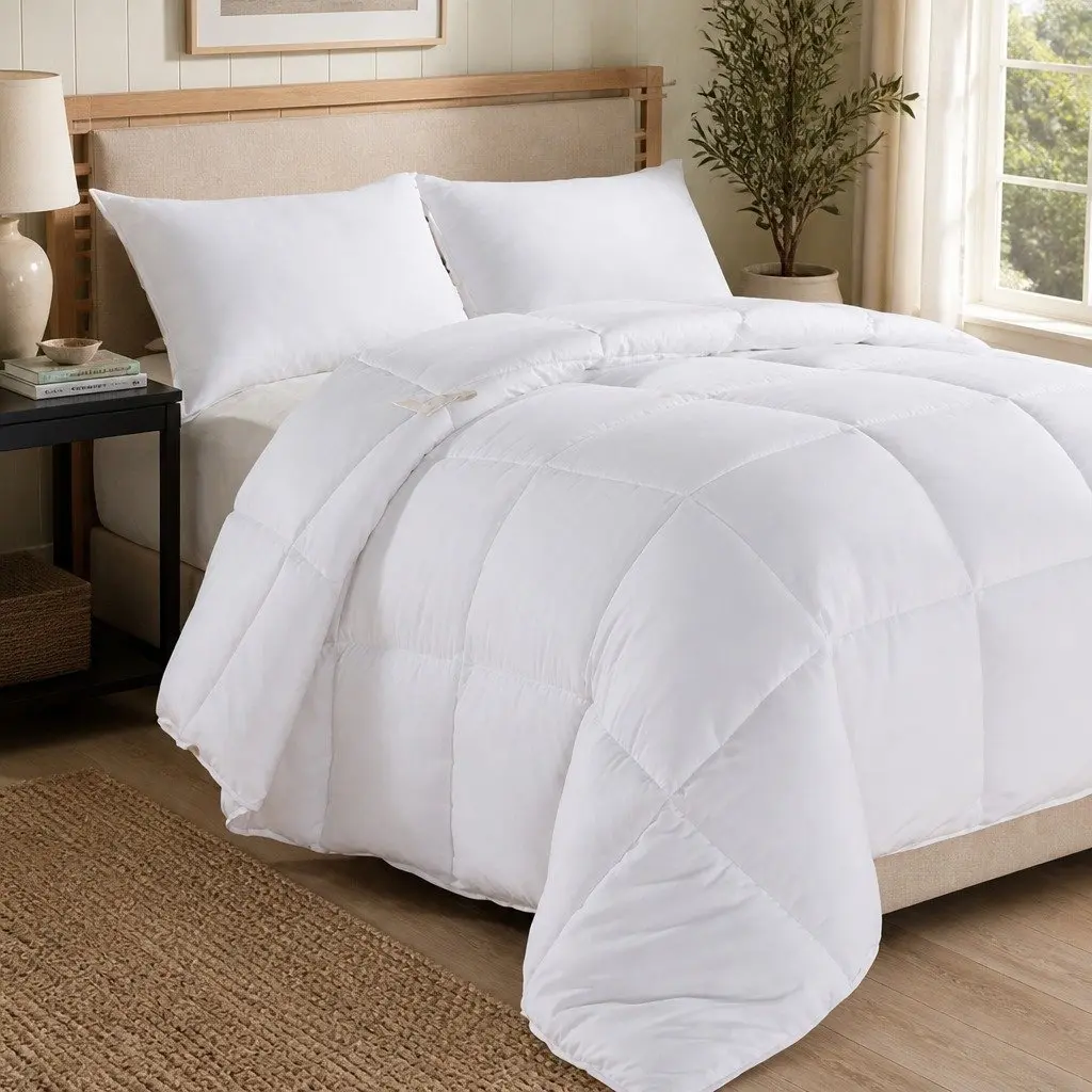 Duck Feather Down Quilt Cotton Cover King Size White 500GSM Baffle Box