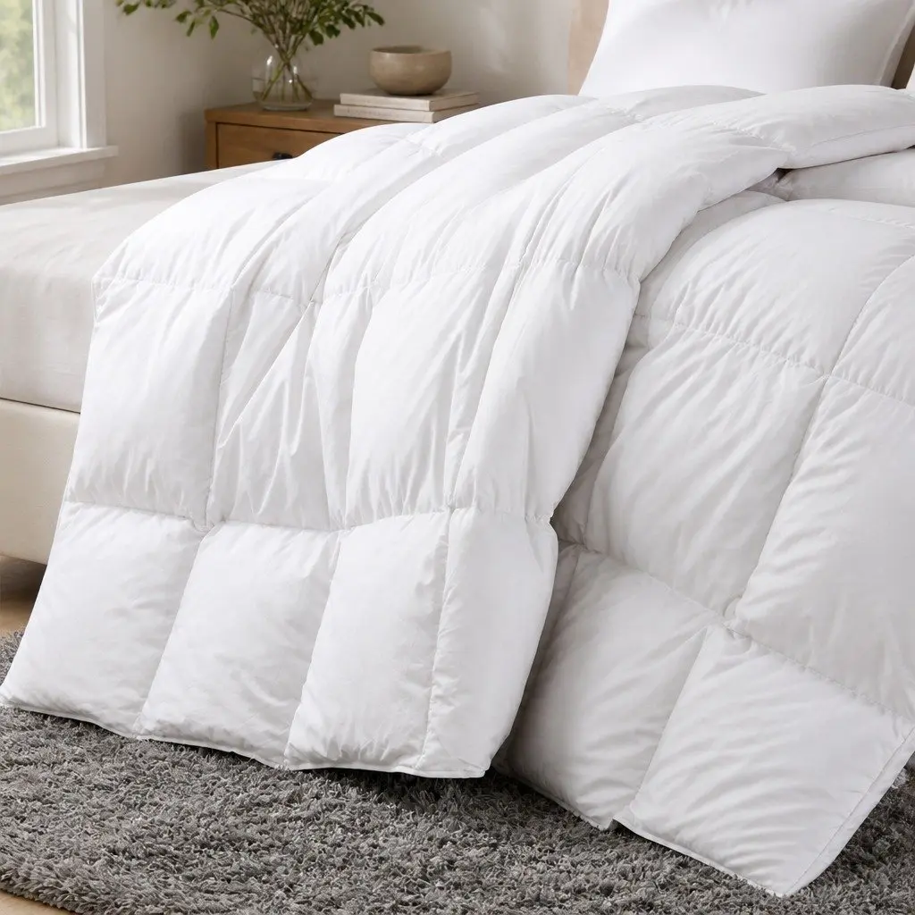 Duck Feather Down Quilt Cotton Cover King Size White 500GSM Baffle Box