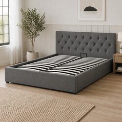 Gas Lift Bed Frame Queen Size with Tufted Headboard Storage Platform Bedroom