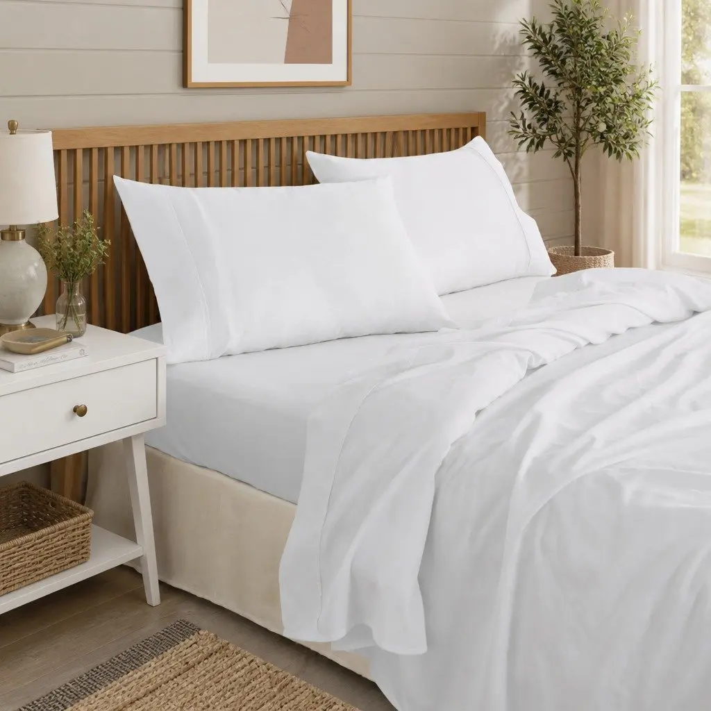Queen Bamboo Cotton Sheet Set 1000TC Cool Grey Flat Fitted Pillowcases