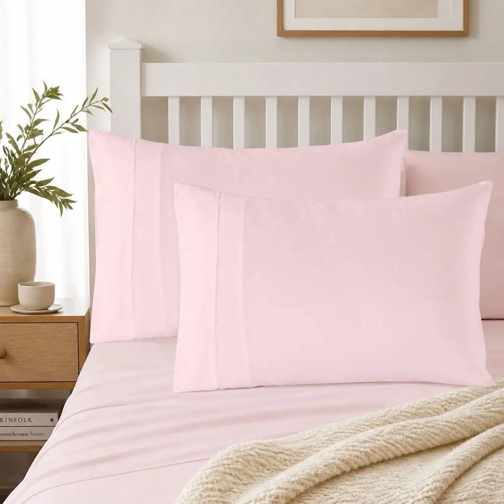 Sheet Set Satin Microfibre 1200TC 4 Piece Deep Pocket Soft Pink